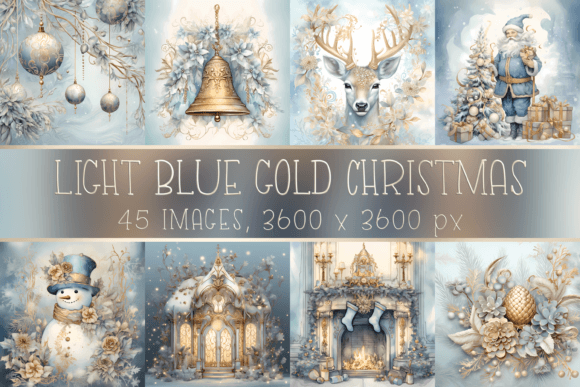 Download Light Blue Gold Vintage Christmas Images - Images Collection